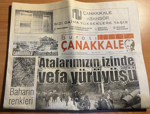 Burası Çanakkale Gazetesi 26 Nisan 2025 - Atamızın İzinde Vefa Yürüyüşü