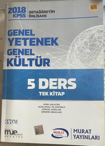 KPSS 2018 Genel Yetek Genel Kültür 5 Ders Tek Kitap