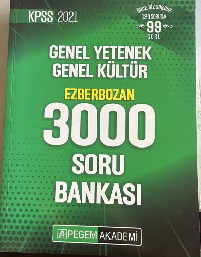 2021 KPSS Genel Kültür Genel Yetenek 3000 Soru Bankası / İkinci El