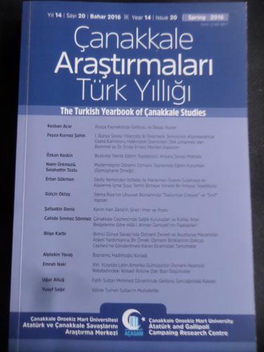 Çanakkale Araştırmaları Türk Yıllığı 2016 / 20