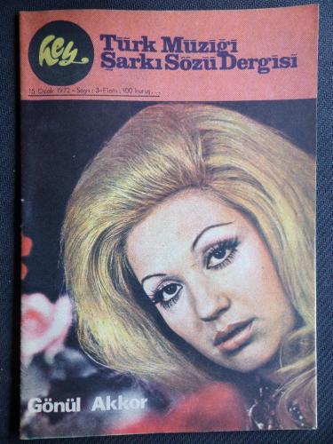 Hey Türk Müziği Şarkı Sözü Dergisi 1972 / 3