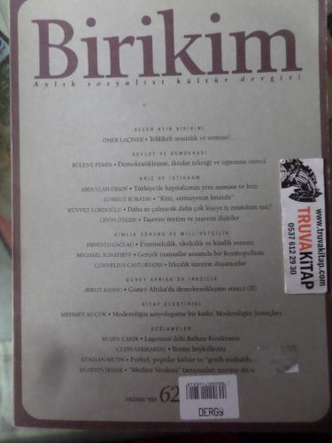 Birikim Dergisi 1994 / 62 -Aylık Sosyalist Kültür Dergisi
