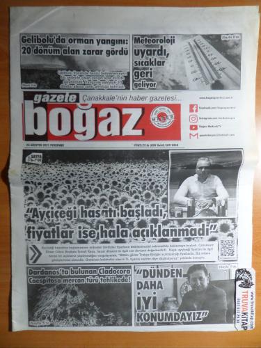 Gazete Boğaz 26 Ağustos 2021 Perşembe - Gelibolu'da Orman Yangını...