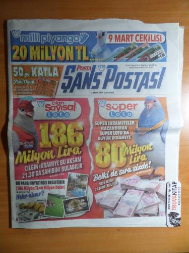 Şans Postası 2 Mart 2024 Cumartesi - 186 Milyon Lira...