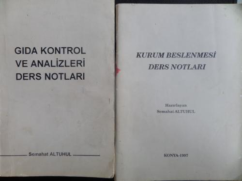 Gıda Kontrol ve Analizleri / Kurum Beslenmesi Ders Notları / 2 Adet