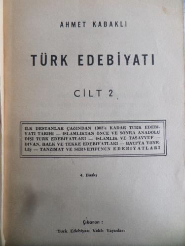 Türk Edebiyatı 2. Cilt Ahmet Kabaklı