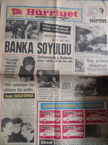 Hürriyet 20 Nisan 1971 - Banka Soyuldu