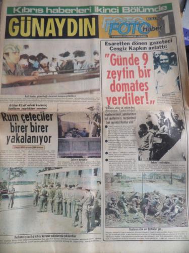 Günaydın Gazetesi 24 Ağustos 1974 - Günde 9 Zeytin Bir Domates Verdiler