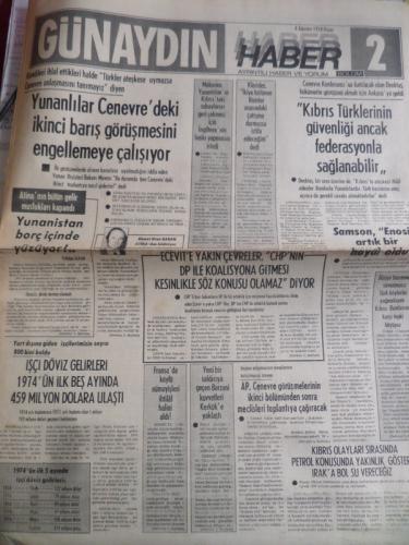 Günaydın Gazetesi 4 Ağustos 1974 - Yunanlılar Cenevre'deki İkinci Barı