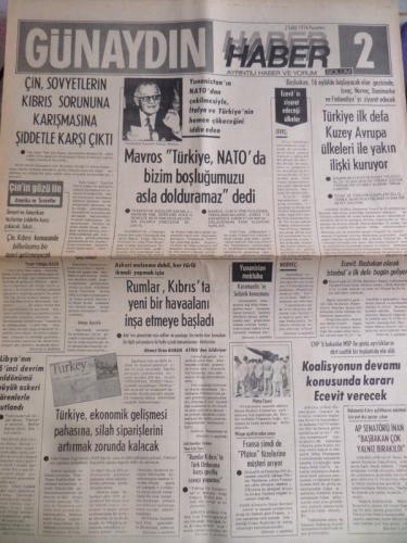 Günaydın Gazetesi 2 Eylül 1974 - Çin Sovyetlerin Kıbrıs Sorununa Karış