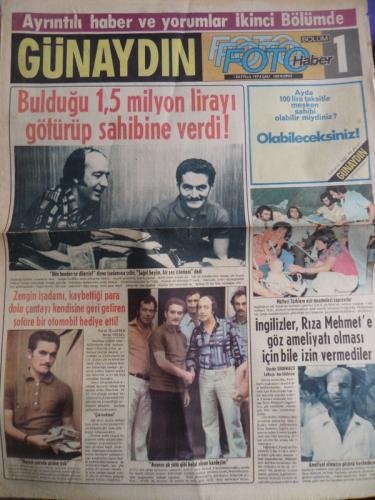 Günaydın Gazetesi 5 Ekim 1974 - Bulduğu 1,5 Milyon Lirayı Götürüp Sahi