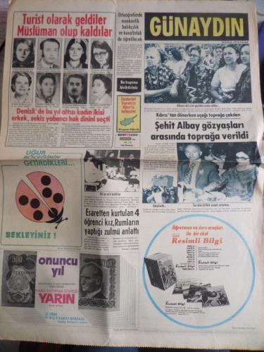Günaydın Gazetesi 29 Eylül 1974 - Turist Olarak Geldiler Müslüman Olup