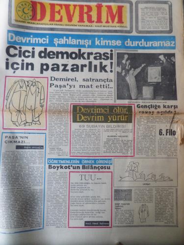 Devrim Gazetesi 23 Aralık 1969 - Cici Demokrasi İçin Pazarlık