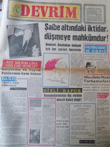 Devrim Gazetesi 17 Mart 1970 - Şaibe Altındaki İktidar Düşmeye Makümdu