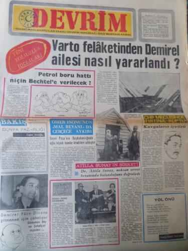 Devrim Gazetesi 31 Mart 1970 - Varto Felaketinden Demirel Ailesi Nasıl