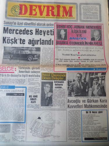 Devrim Gazetesi 19 Mayıs 1970 - Mercedes Heyeti Köşk'te Ağırlandı