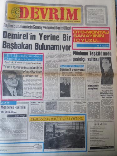 Devrim Gazetesi 9 Haziran 1970 - Demirel'in Yerine Bir Başkan Bulunamıyor