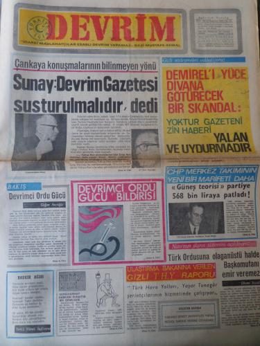 Devrim Gazetesi 16 Haziran 1970 - Sunay: Devrim Gazetesi Susturulmalıdır Dedi