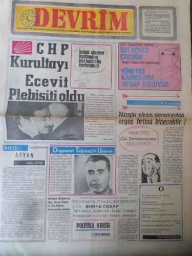 Devrim Gazetesi 7 Temmuz 1970 - CHP Kurultayı Ecevit Plebisiti Oldu