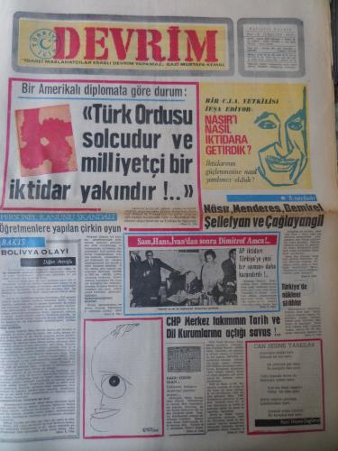 Devrim Gazetesi 13 Ekim 1970 - Türkiye Ordusu Solcudur ve Milliyetçi Bir İktidar Yakındır