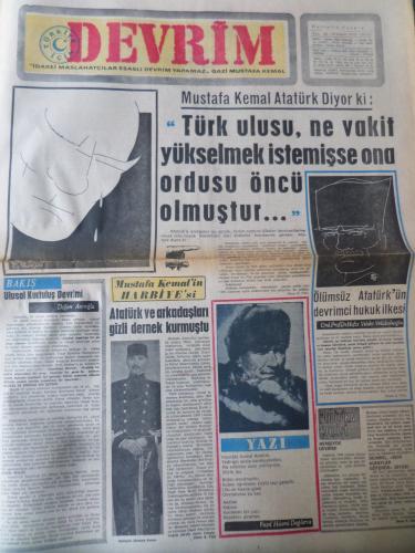 Devrim Gazetesi 10 Kasım 1970 - Türk Ulusu Ne Vakit Yükselmek İstemişs