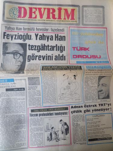 Devrim Gazetesi 8 Aralık 1970 - Feyzioğlu Yahya Han Tezgahtarlığı Göre
