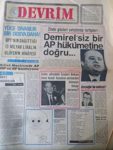 Devrim Gazetesi 15 Aralık 1970 - Demirel'siz Bir Ap Hükümetine Doğru