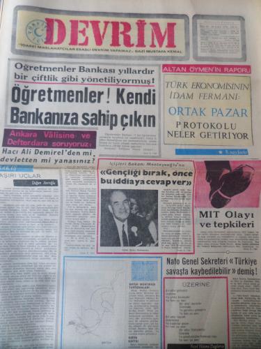 Devrim Gazetesi 29 Aralık 1970 - Öğretmenler Kendi Bankanıza Sahip Çık
