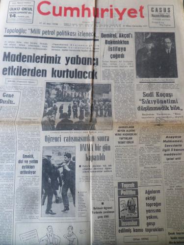 Cumhuriyet Gazetesi 21 Nisan 1971 - Madenlerimiz Yabancı Etkilerden Kurtulacak