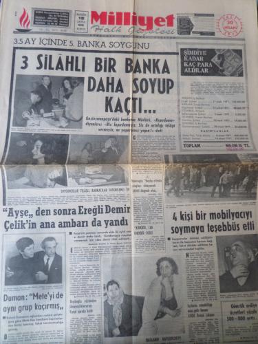 Milliyet Gazetesi 20 Nisan 1971 - 3 Silahlı Bir Banka Daha Soyup Kaçtı