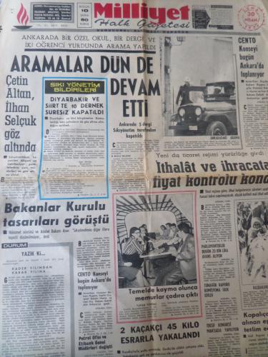 Milliyet Gazetesi 30 Nisan 1971 - Aramalar Dün de Devam Etti