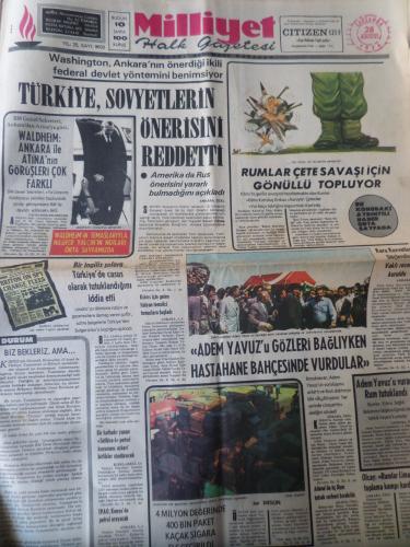 Milliyet Gazetesi 28 Ağustos 1974 - Türkiye Sovyetlerin Önerisini Redd
