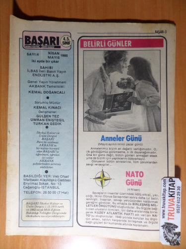 4.-5. Sınıf Başarı İlkokul Kültür ve Ünite Dergisi 1980 / Sayı: 4 - Belirli Günler, Anneler Günü