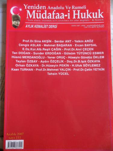 Yeniden Anadolu ve Rumeli Müdafaa-i Hukuk 2007 / 111