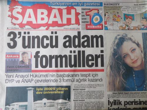 Sabah Gazetesi 1 Haziran 1996 - 3'üncü Adam Formülleri