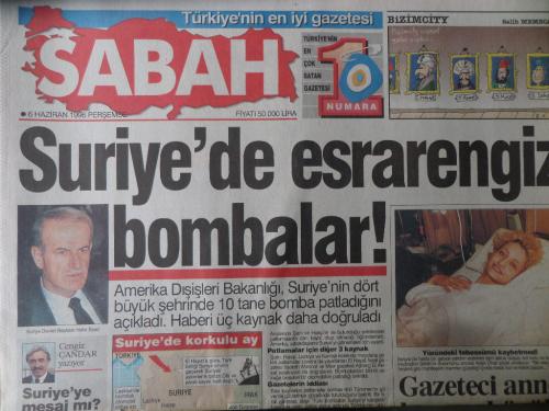 Sabah Gazetesi 6 Haziran 1996 - Suriye'de Esrarengiz Bombalar!