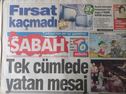 Sabah Gazetesi 13 Temmuz 1996 - Tek Cümlede Yatan Mesai