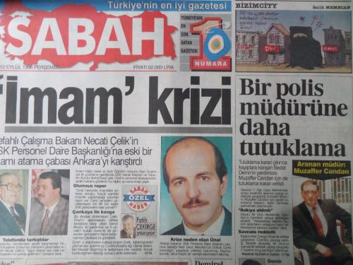 Sabah Gazetesi 12 Eylül 1996 - İman Krizi - Bir Polis Müdürüne Daha Tutuklama