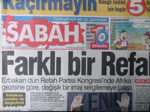 Sabah Gazetesi 14 Ekim 1996 - Farklı Bir Refah