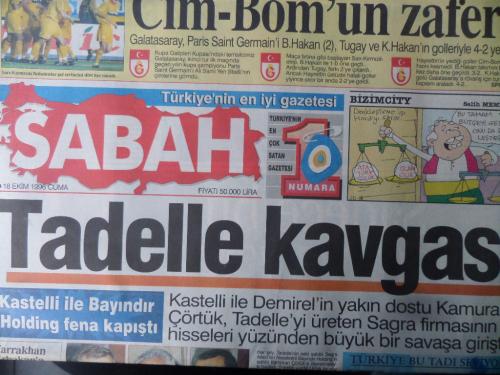 Sabah Gazetesi 18 Ekim 1996 - Tadelle Kavgası