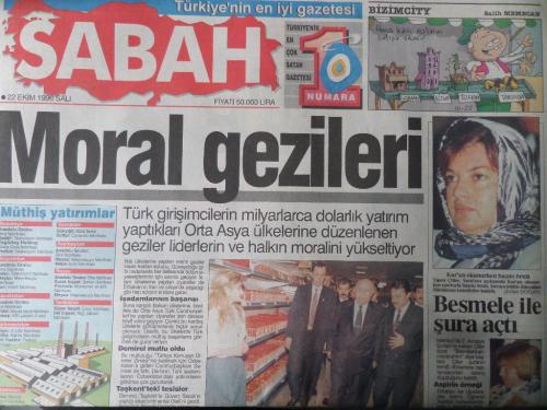 Sabah Gazetesi 22 Ekim 1996 - Moral Geziler
