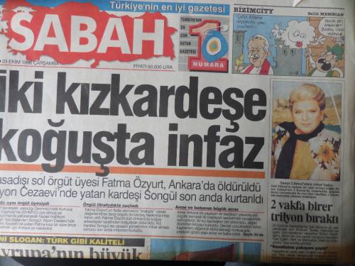 Sabah Gazetesi 23 Ekim 1996 - İki Kızkardeşe Koğuşta İnfaz