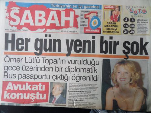 Sabah Gazetesi 15 Aralık 1996 - Her Gün Yeni Bir Şok