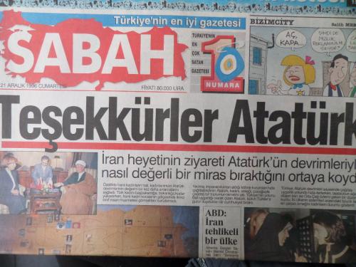 Sabah Gazetesi 21 Aralık 1996 - Teşekkürler Atatürk