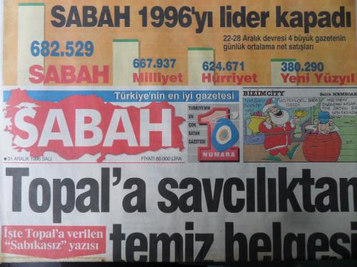 Sabah Gazetesi 31 Aralık 1996 - Topal'a Savcılıktan Temiz Belgesi