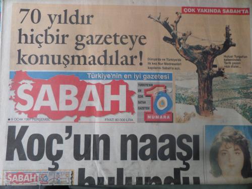 Sabah Gazetesi 9 Ocak 1997 - Koç'un Maaşı Bulundu