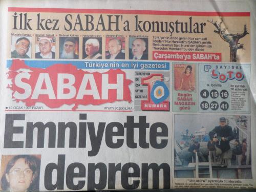 Sabah Gazetesi 12 Ocak 1997 - Emniyette Deprem