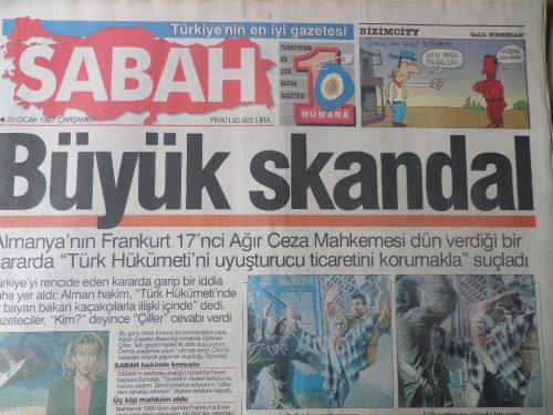 Sabah Gazetesi 22 Ocak 1997 - Büyük Skandal