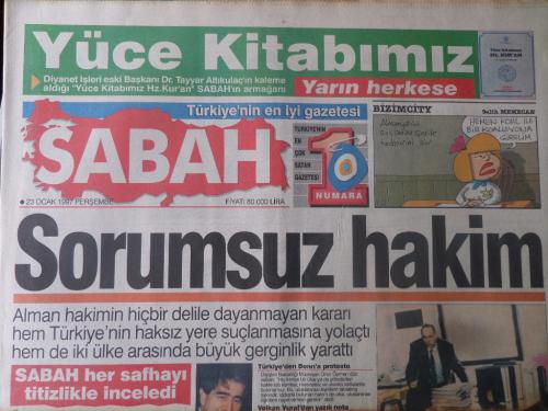Sabah Gazetesi 23 Ocak 1997 - Sorumsuz Hakim