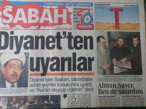 Sabah Gazetesi 24 Ocak 1997 - Diyanet'ten Uyarılar